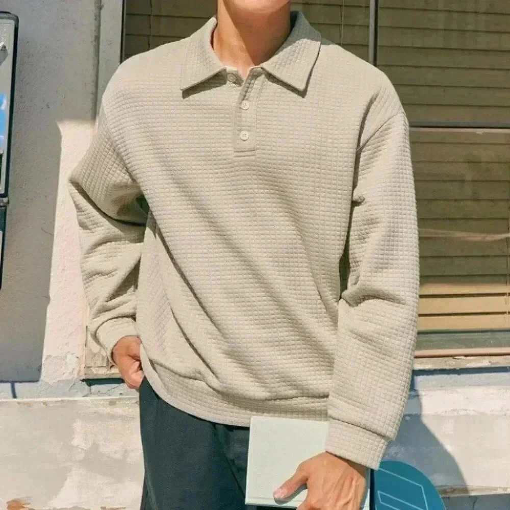 Tan Mens Polo Sweatshirt - Picture 4 of 5